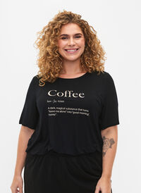 T-shirt de nuit à manches courtes en viscose, Black Coffee, Model
