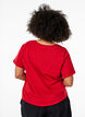 T-shirt en coton simple avec encolure en V, Rouge, Model image number 2