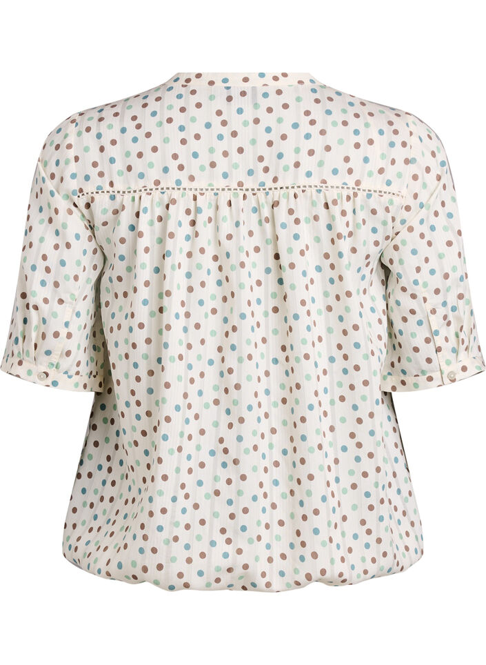 Blouse imprim&eacute;e &agrave; manches 1/2, Blanc, Packshot image number 1