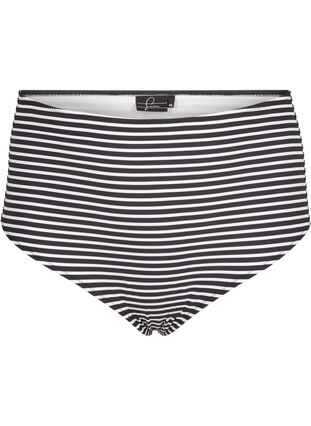 Bas de bikini rayé taille haute, Navy Striped, Packshot image number 0