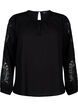 Chemisier à manches longues avec détails au crochet, Black, Packshot image number 0