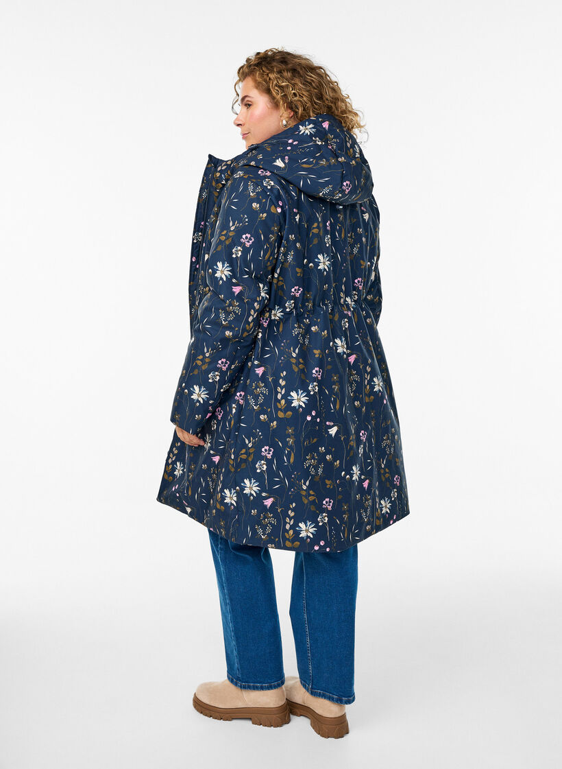 Doudoune &agrave; imprim&eacute; fleuri, Bleu, Model image number 2