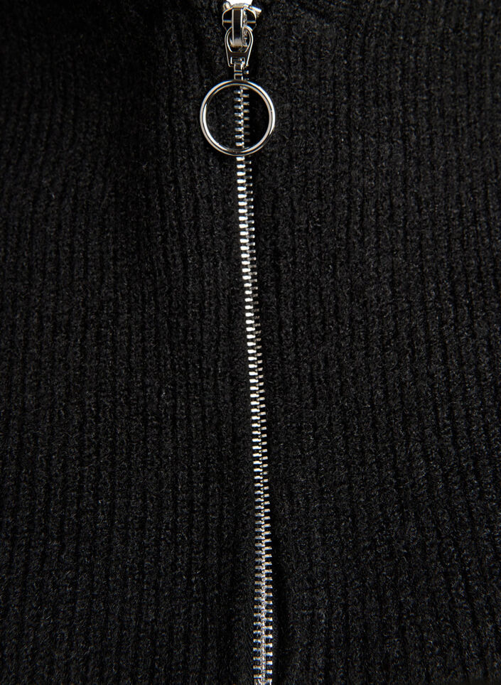 Cagoule en maille côtelée avec zip, Noir, Packshot image number 2