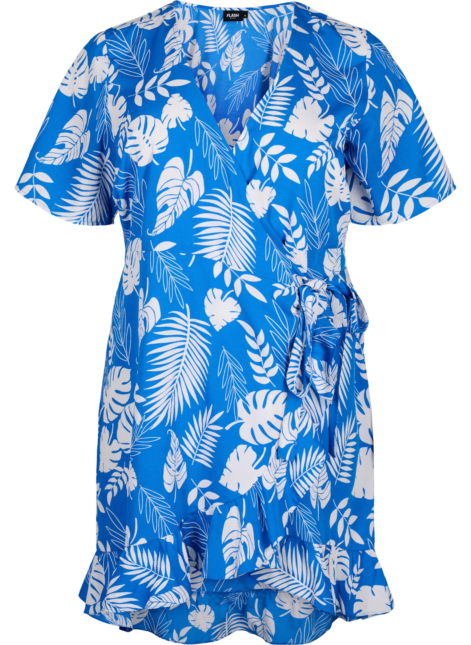 Zizzi FLASH - Robe portefeuille &agrave; manches courtes, Skydiver White AOP, Packshot image number 0