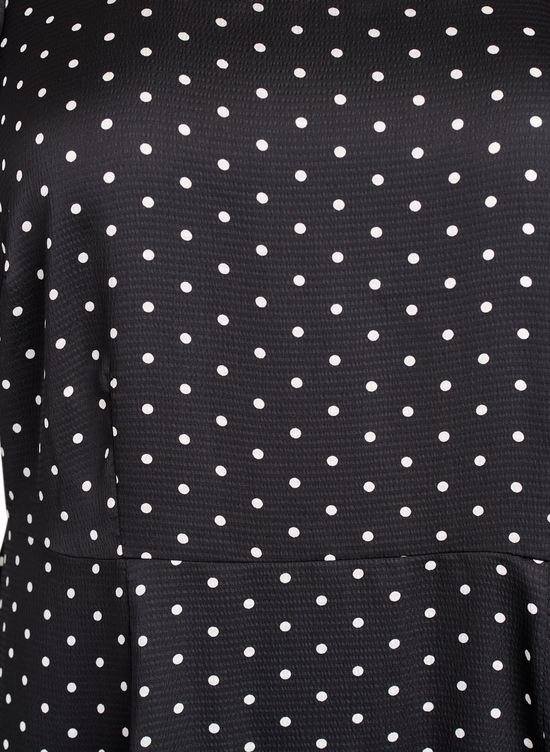 Zizzi Robe midi &agrave; pois avec encolure carr&eacute;e, Noir, Packshot image number 2