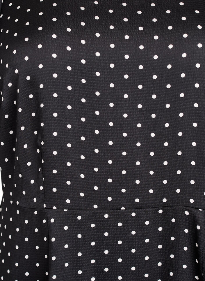 Robe midi &agrave; pois avec encolure carr&eacute;e, Noir, Packshot image number 2