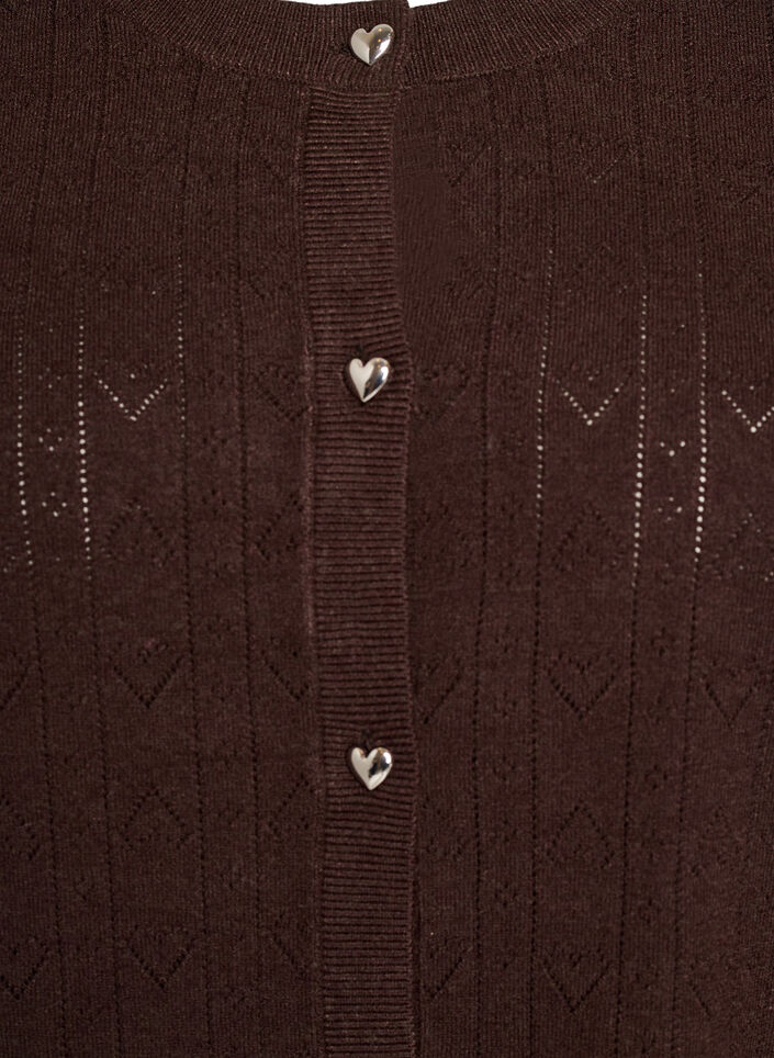 Cardigan en maille avec broderie ajour&eacute;e en forme de c&oelig;ur, Marron, Packshot image number 2