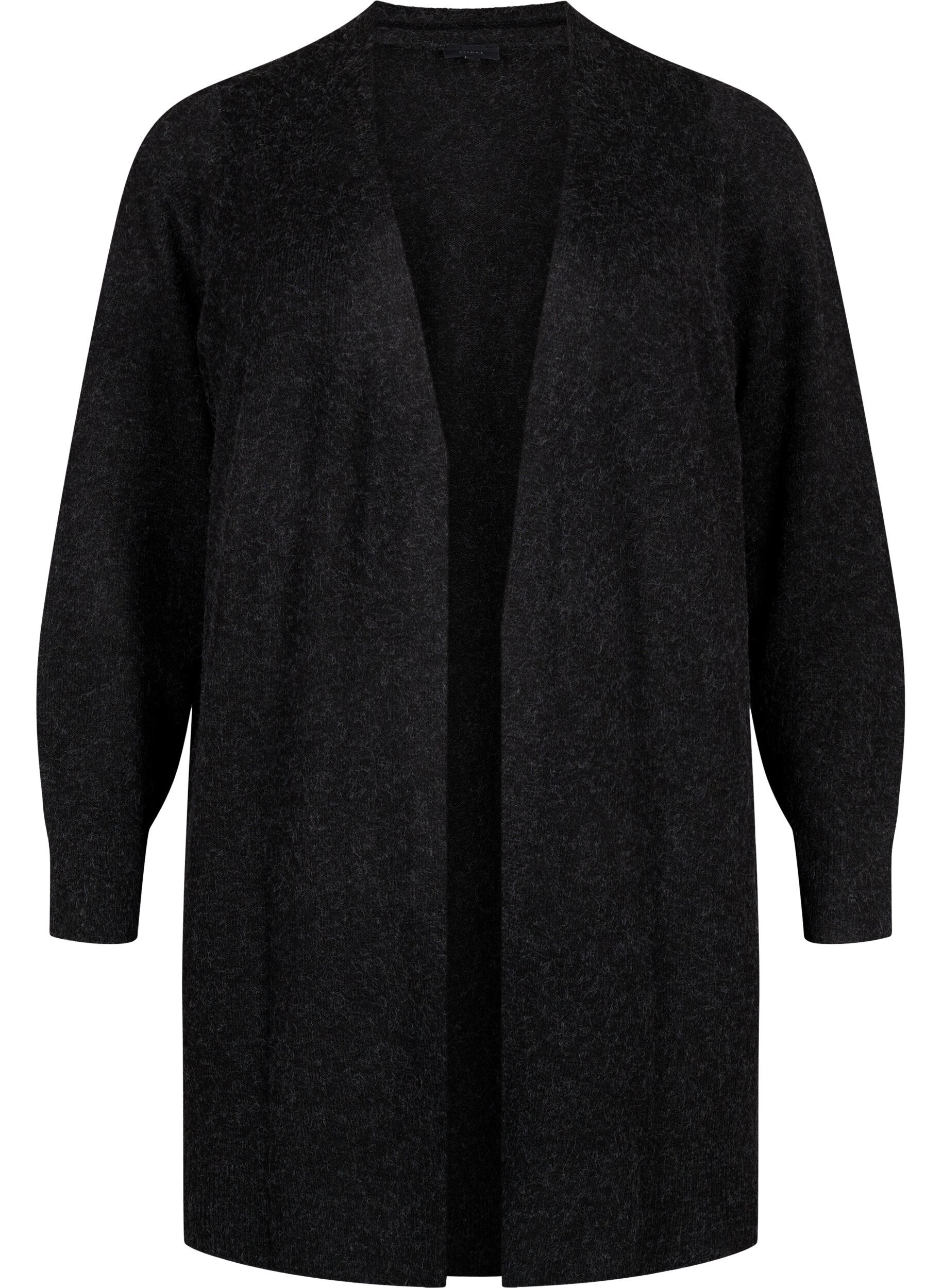 Zizzi Cardigan long ouvert &agrave; l'avant, Dark Grey Melange, Packshot image number 0
