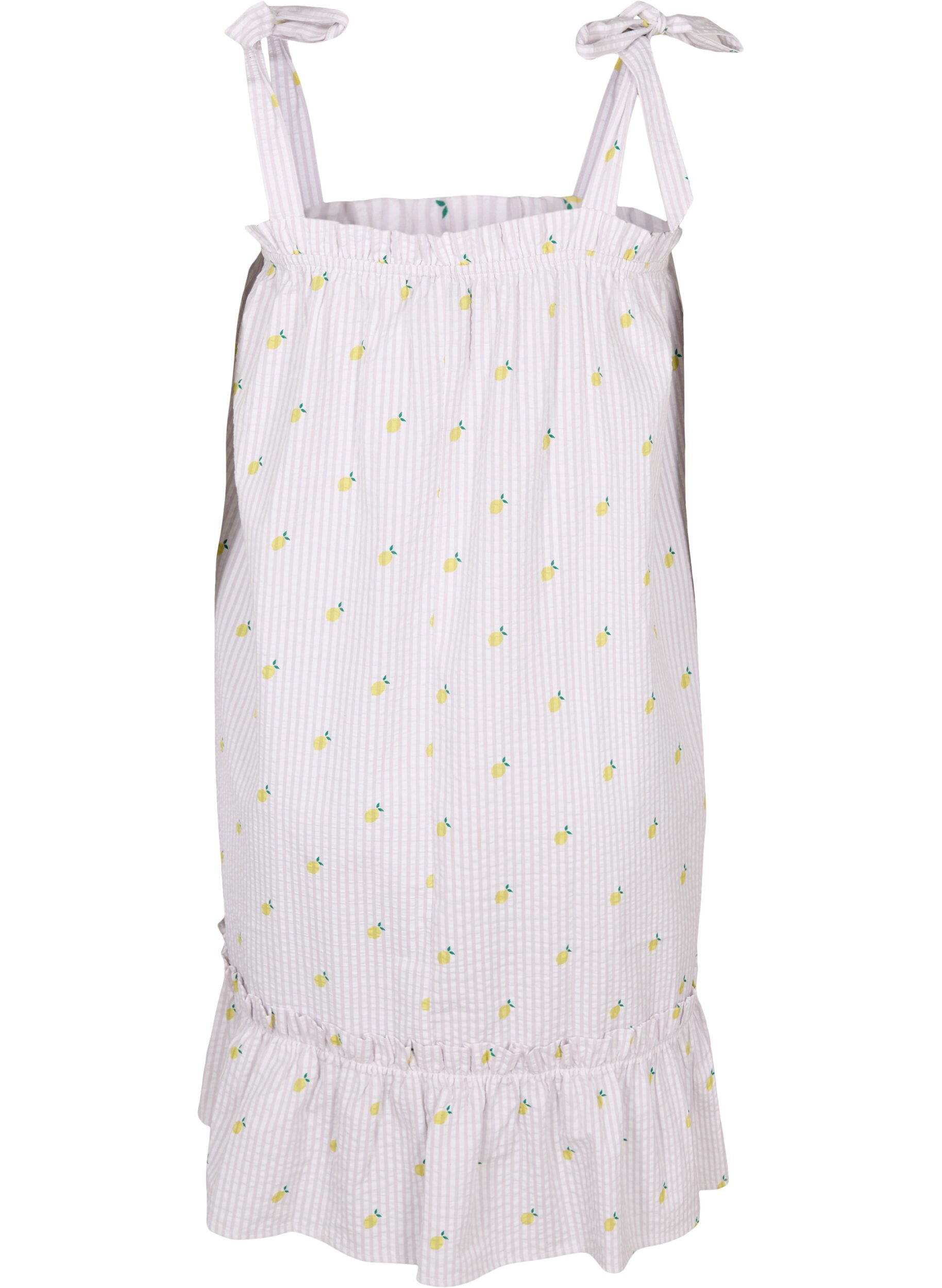 Zizzi Robe de plage en coton avec bretelles &agrave; nouer, Lemon Print, Packshot image number 1