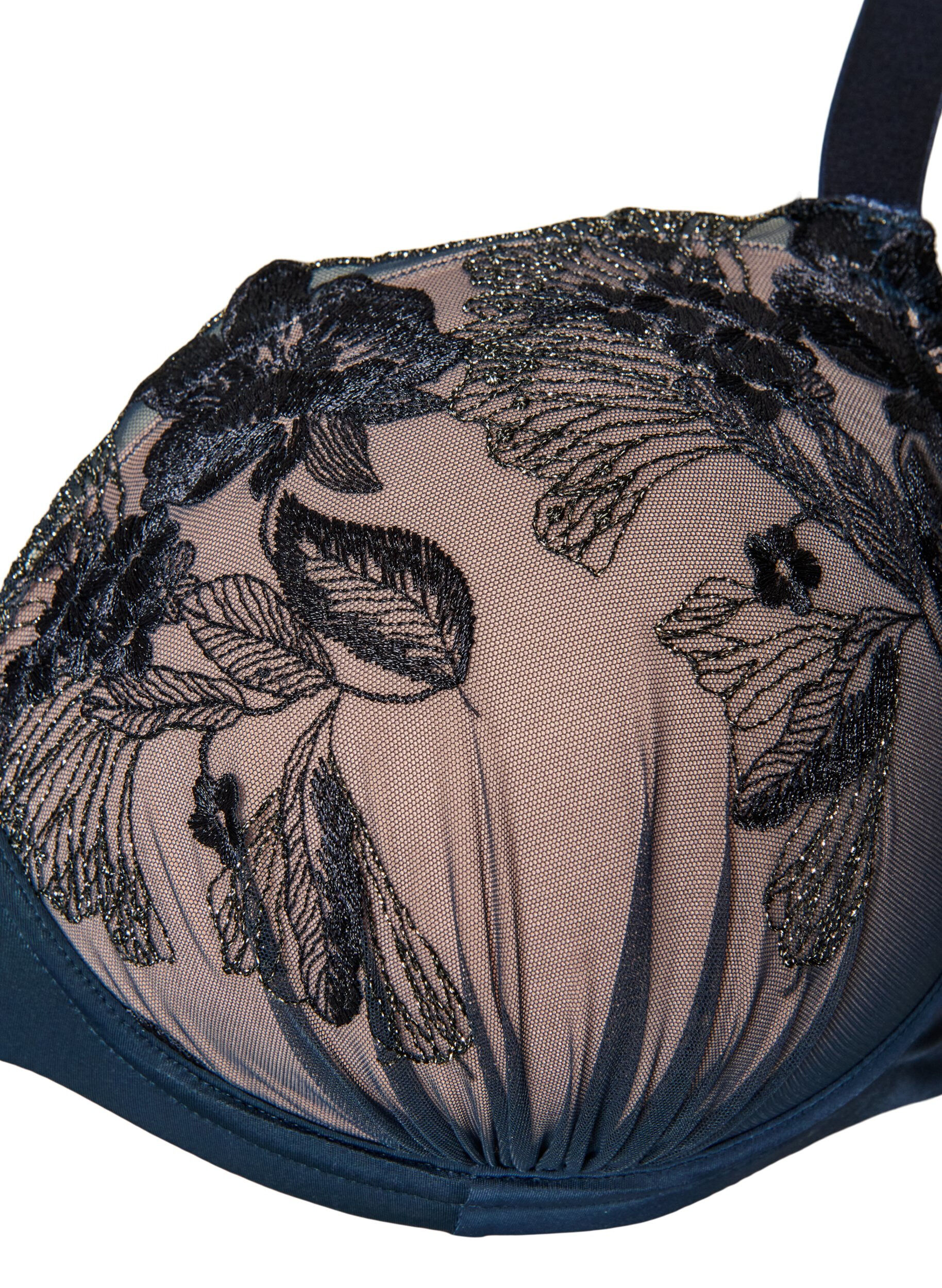ZizziSoutien-gorge moul&eacute; avec broderies florales et d&eacute;tails drap&eacute;s, Bleu, Packshot image number 2