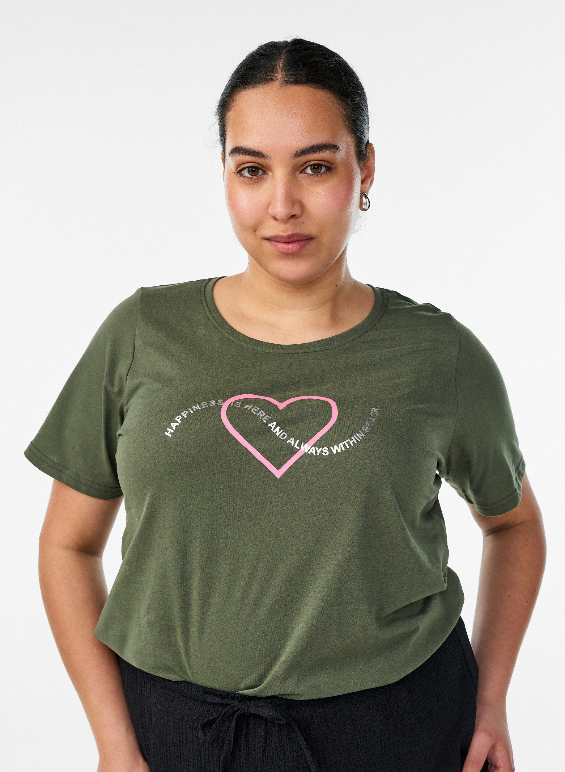 T-shirt imprim&eacute;, Vert, Model
