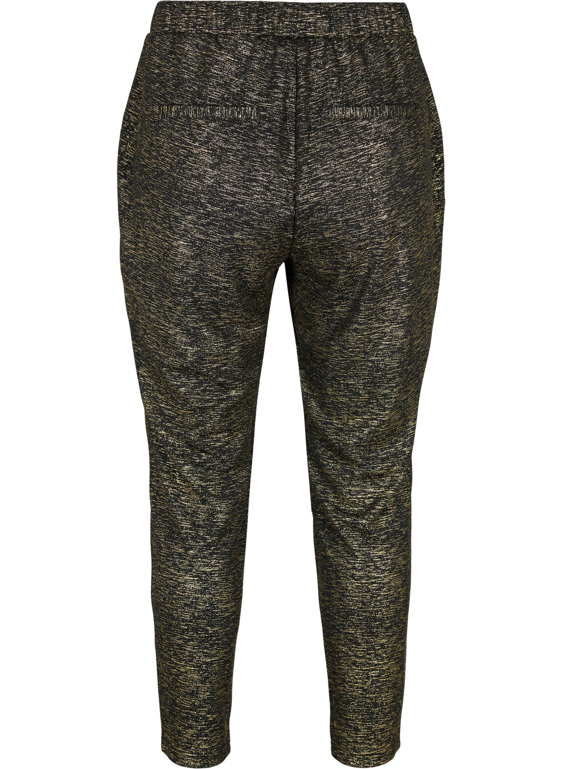 Zizzi  Pantalon Maddison couleur or avec poches, Black w. Gold, Packshot image number 1