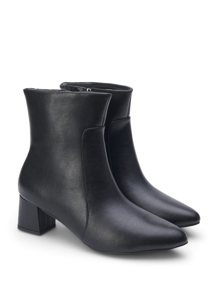 Large – Bottines en cuir à talon, Black, Packshot image number 1