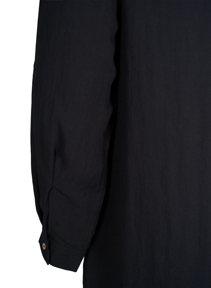 Chemise longue en viscose unie, Black, Packshot image number 3