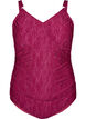 Maillot de bain avec d&eacute;tail crois&eacute; et texture florale ton sur ton, Bordeaux, Packshot image number 0