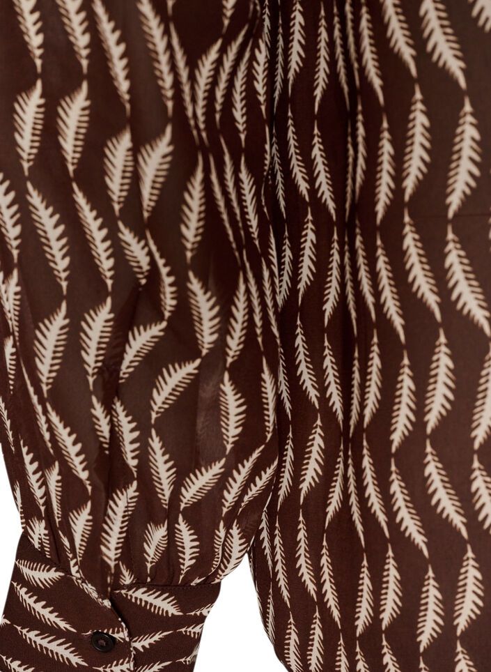 Blouse avec imprim&eacute; int&eacute;gral et patte de boutonnage courte, Marron, Packshot image number 3