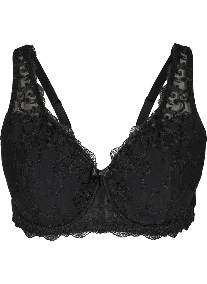 Soutien-gorge rembourré à armatures avec dentelle, Black, Packshot image number 0