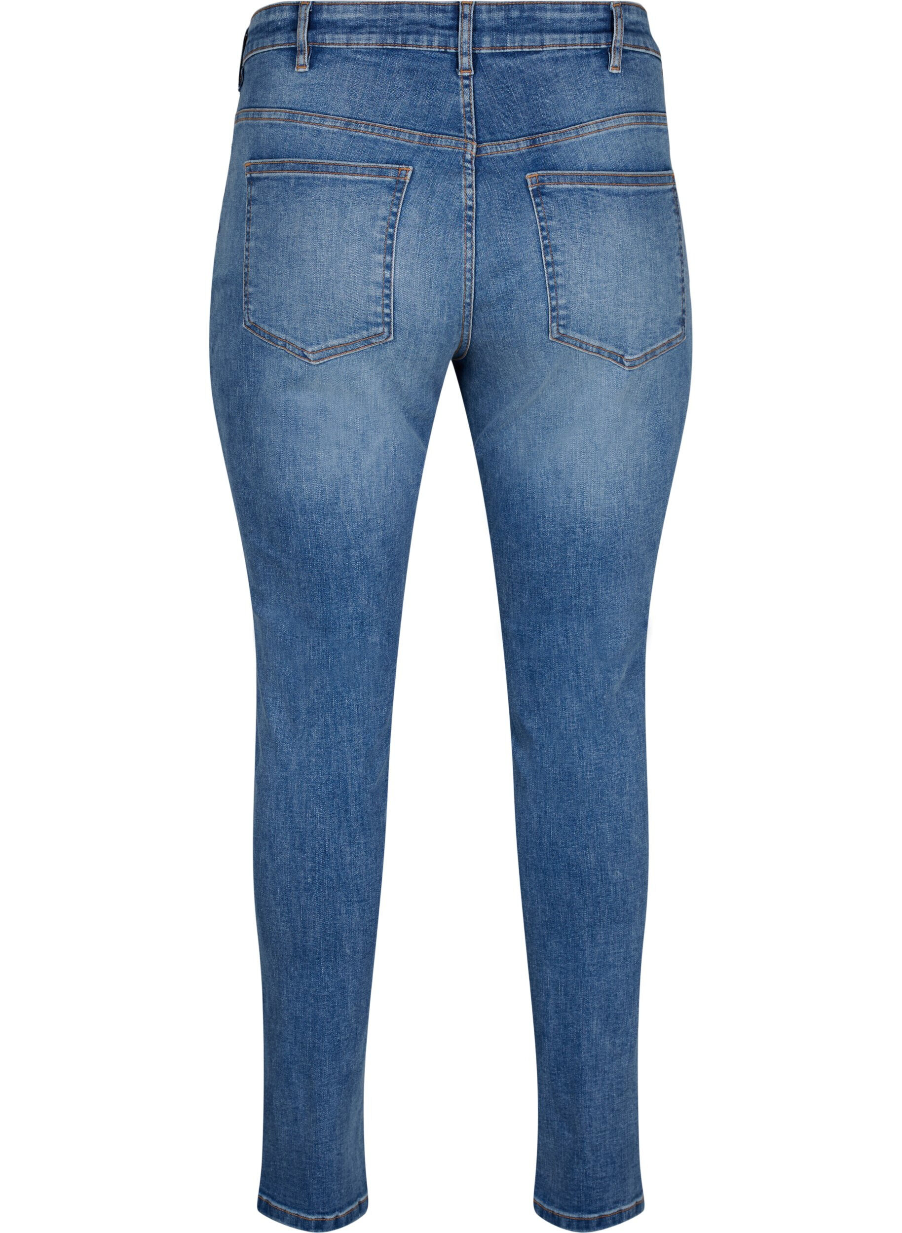 Zizzi Jeans Sanna avec une coupe super slim et une fermeture &agrave; boutons, Blue denim, Packshot image number 1