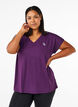 T-shirt de sport ample avec col en V, Violet, Model image number 0