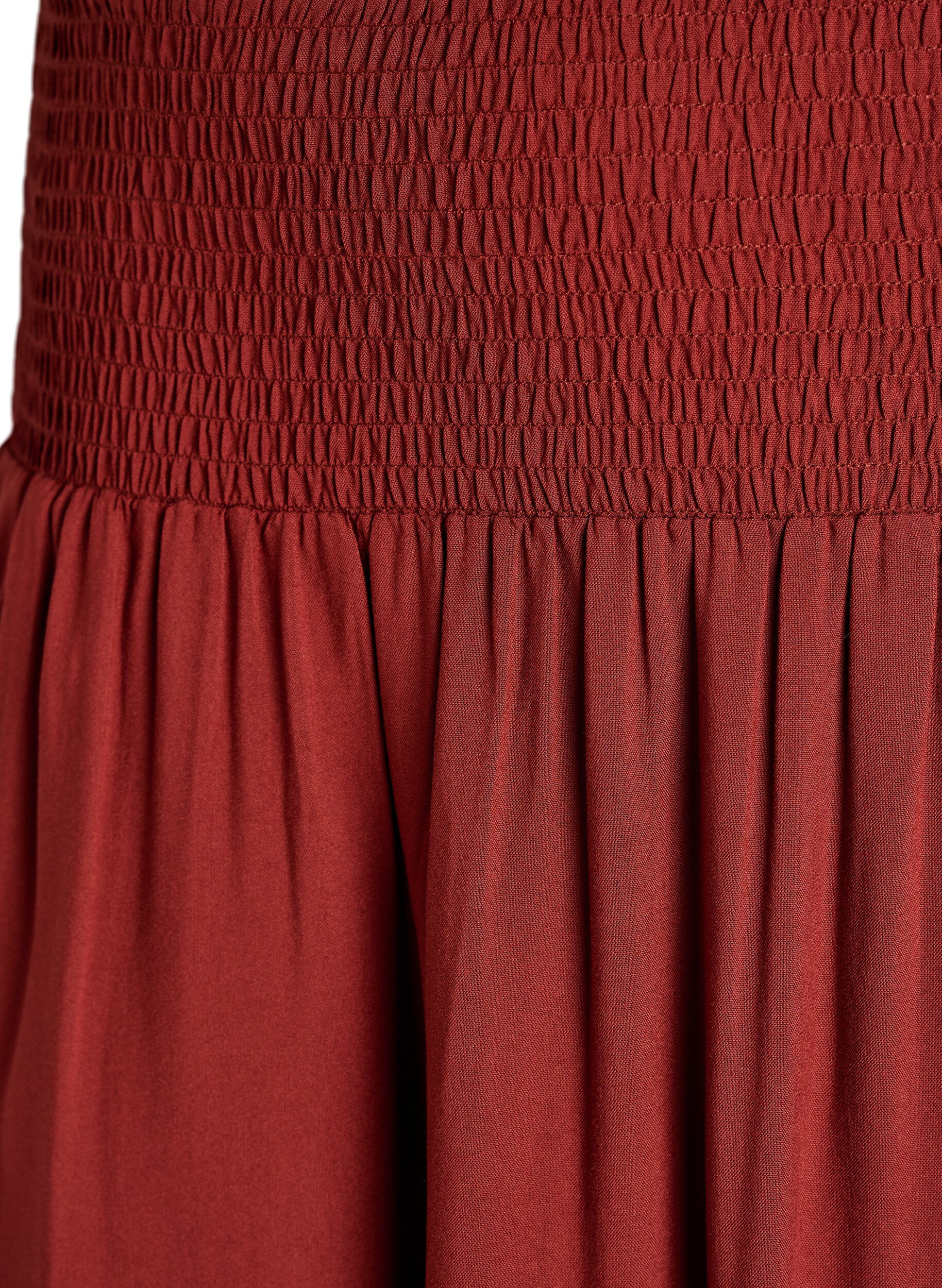 ZizziJupe longue en viscose avec smocks, Bordeaux, Packshot image number 2