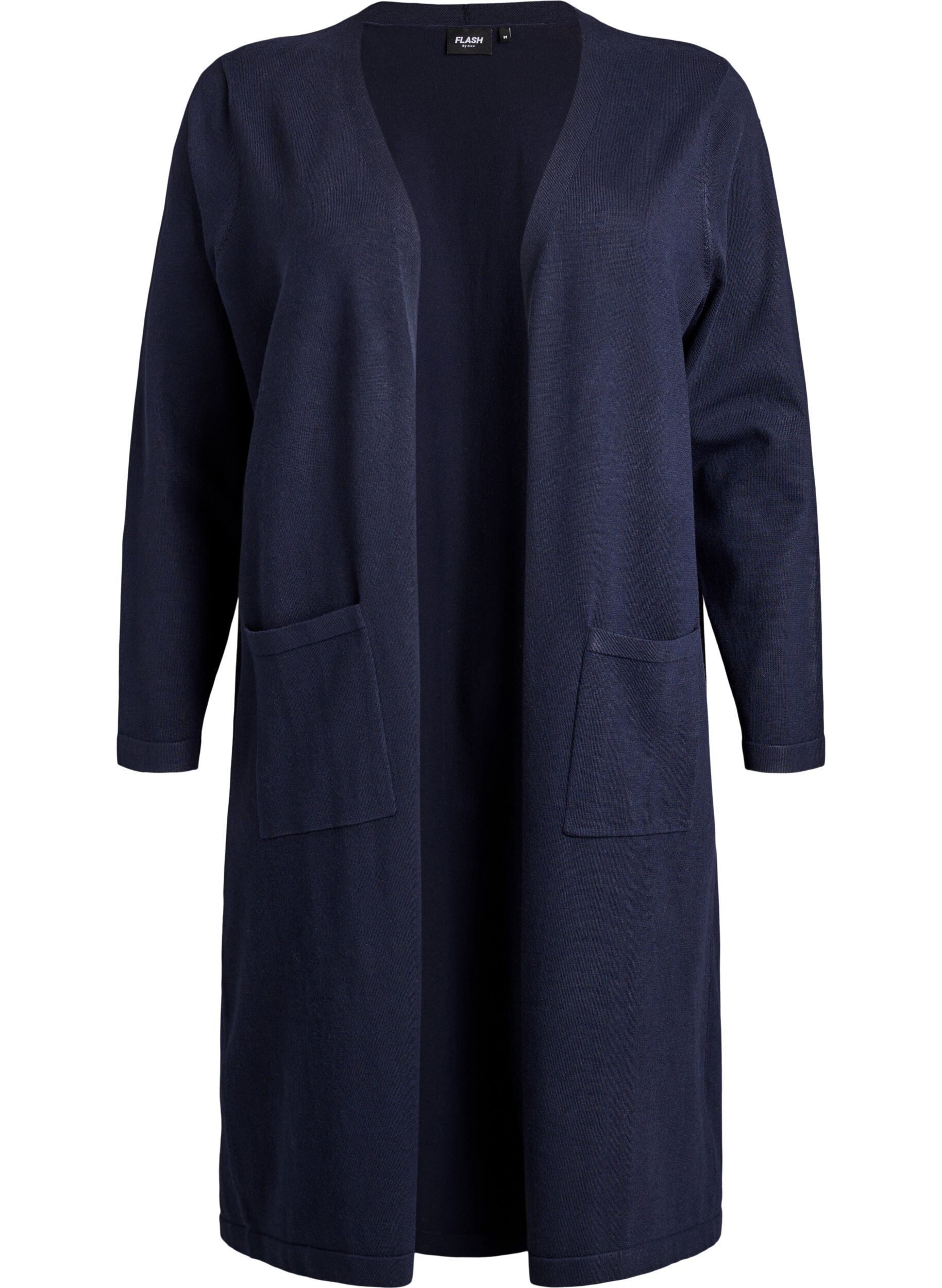 ZizziCardigan long ouvert avec poches, Bleu, Packshot image number 0