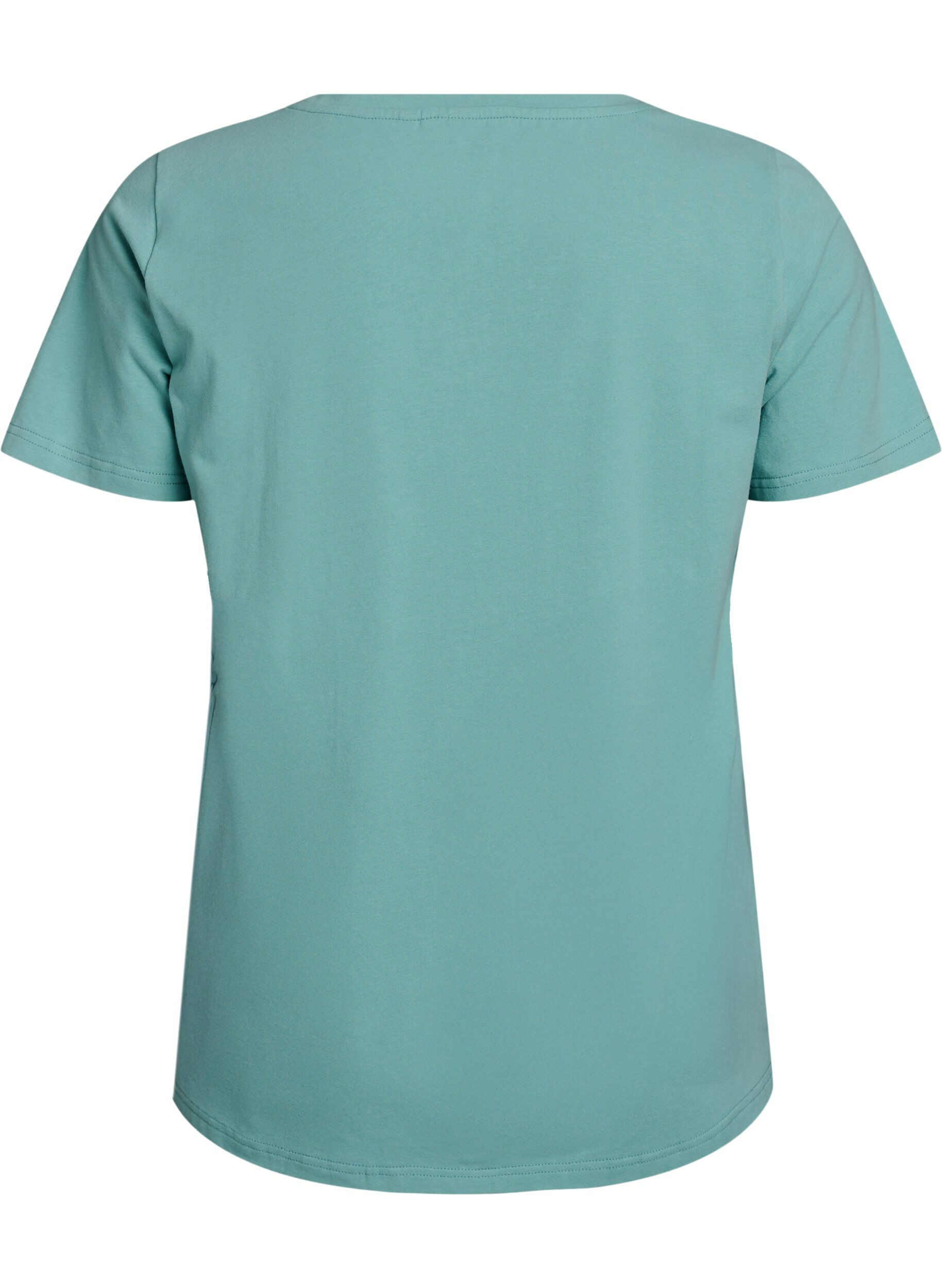 Zizzi T-shirt basic uni en coton, Vert, Packshot image number 1