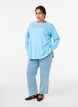 Blouse en maille &agrave; col rond et motif tricot&eacute;, Bleu Clair, Model image number 1