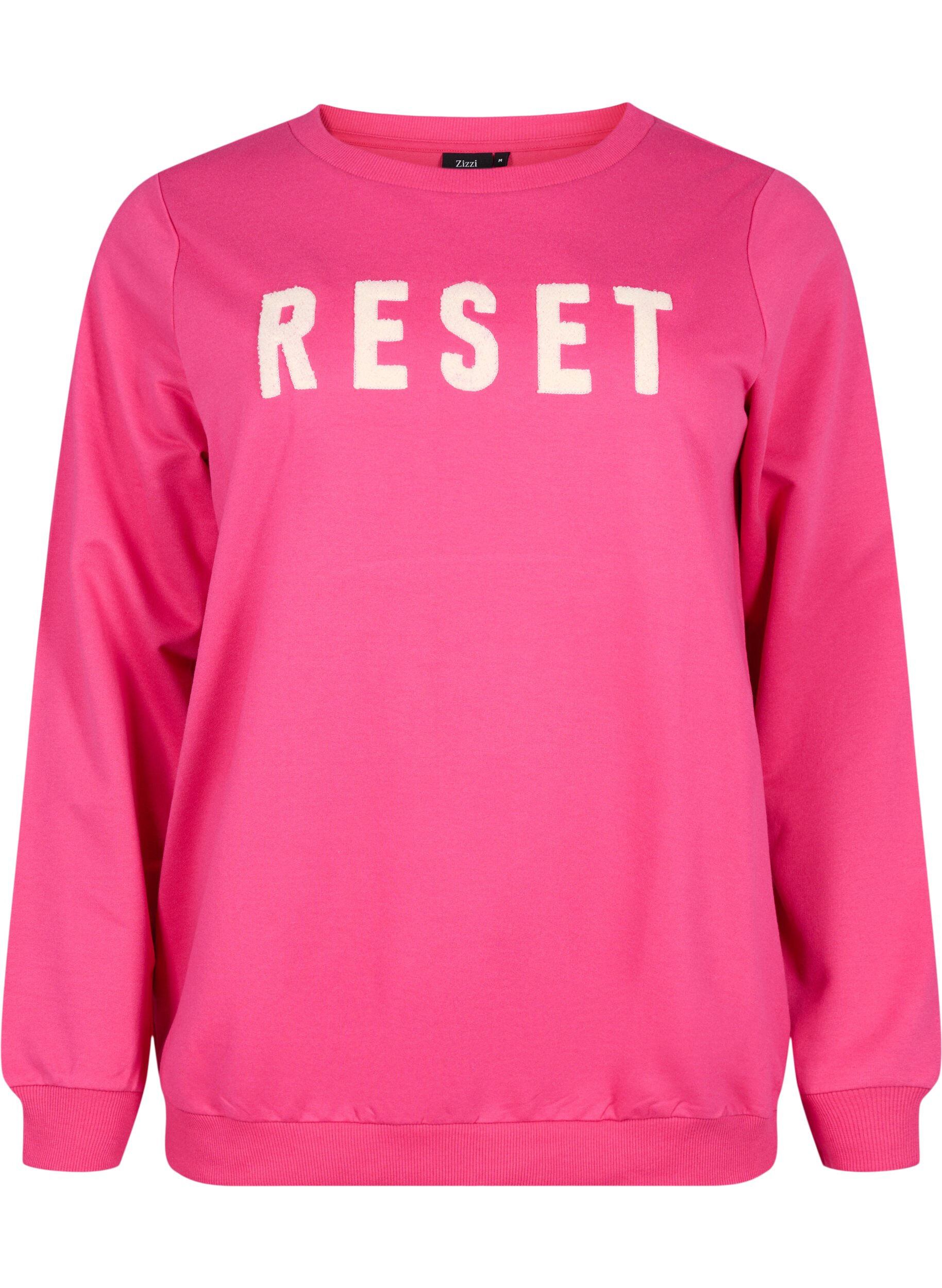 Zizzi Sweatshirt avec texte, Fuchsia P. W. Reset, Packshot image number 0