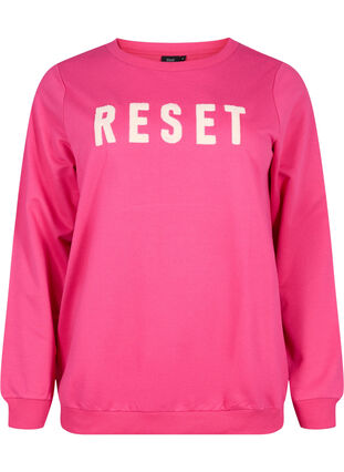 Sweatshirt avec texte, Fuchsia P. W. Reset, Packshot image number 0