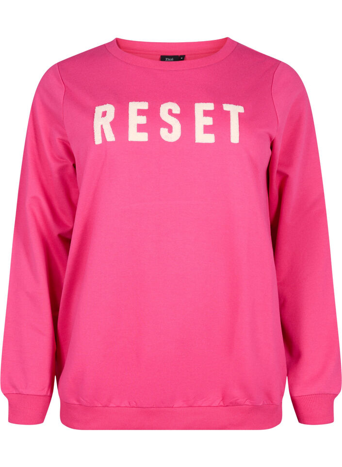 Sweatshirt avec texte, Fuchsia P. W. Reset, Packshot image number 0