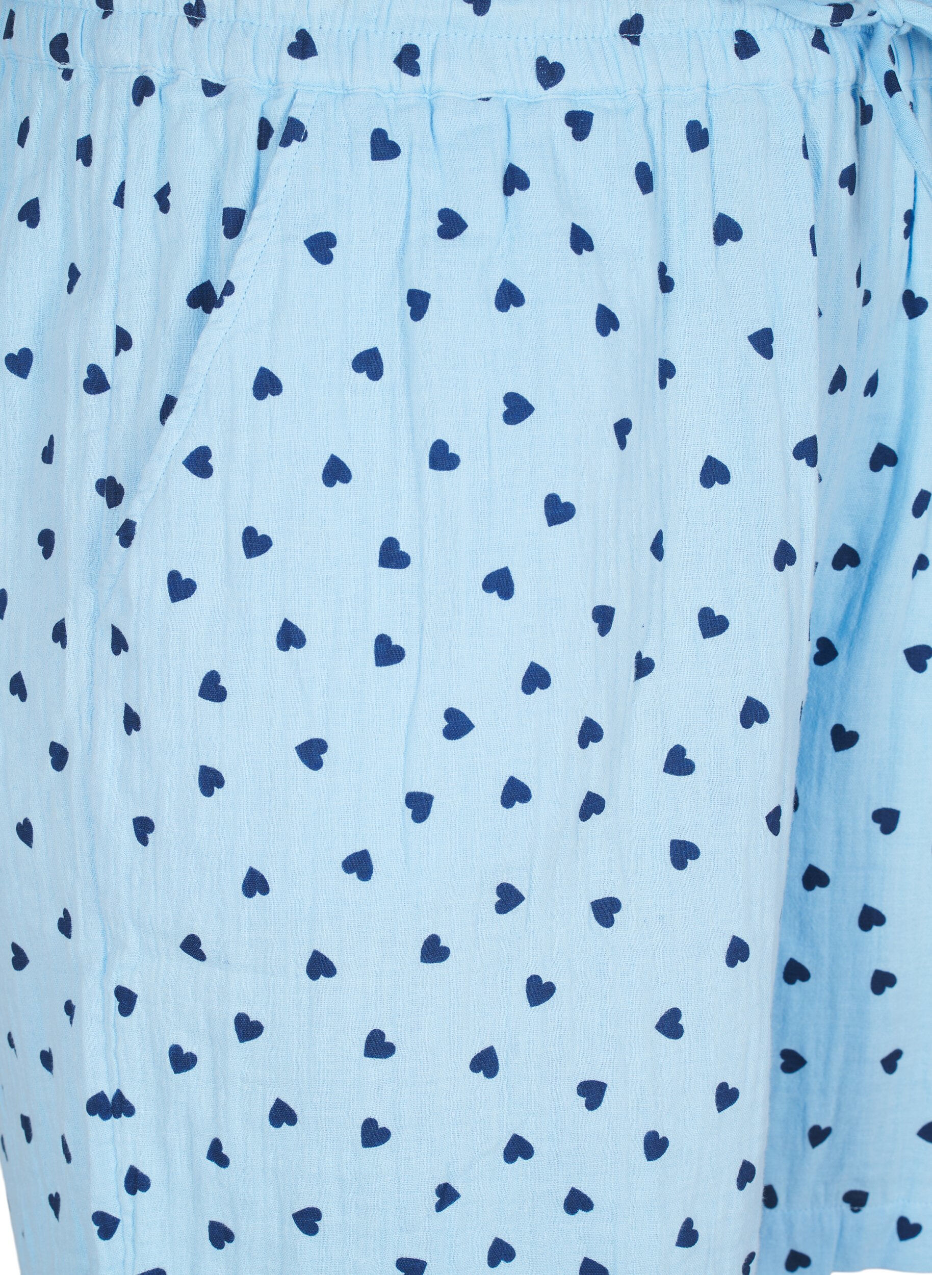 Zizzi Short en mousseline de coton avec des c&oelig;urs, Bleu Clair, Packshot image number 2