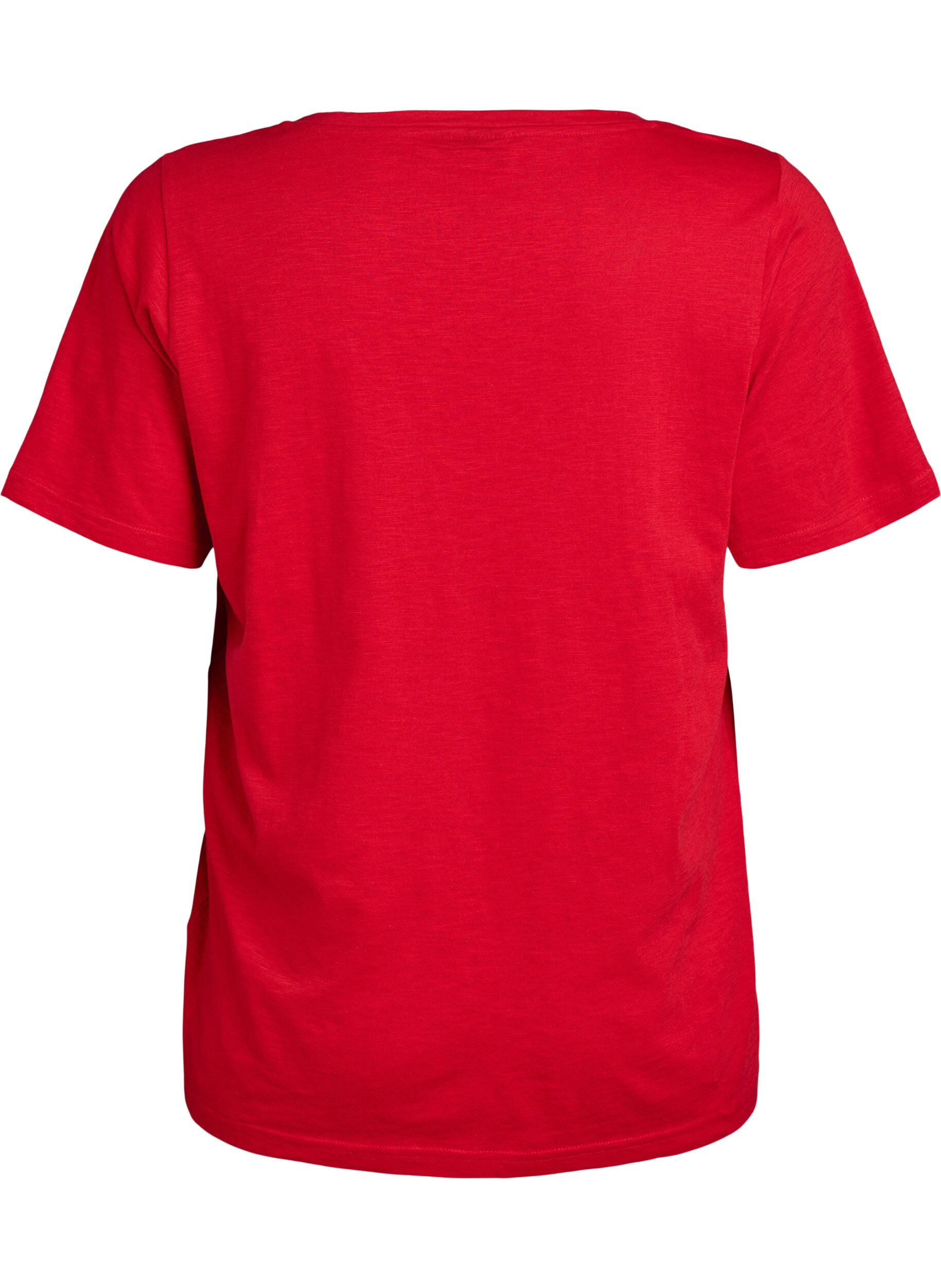ZizziT-shirt basique &agrave; manches courtes avec col en V, Rouge, Packshot image number 1
