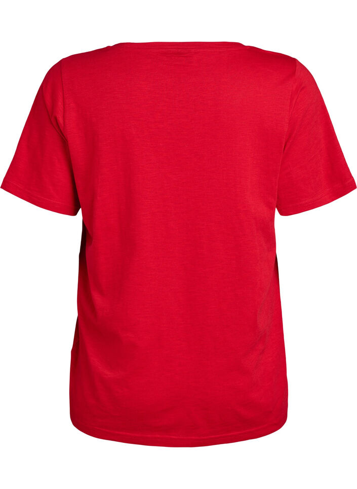 T-shirt basique &agrave; manches courtes avec col en V, Rouge, Packshot image number 1