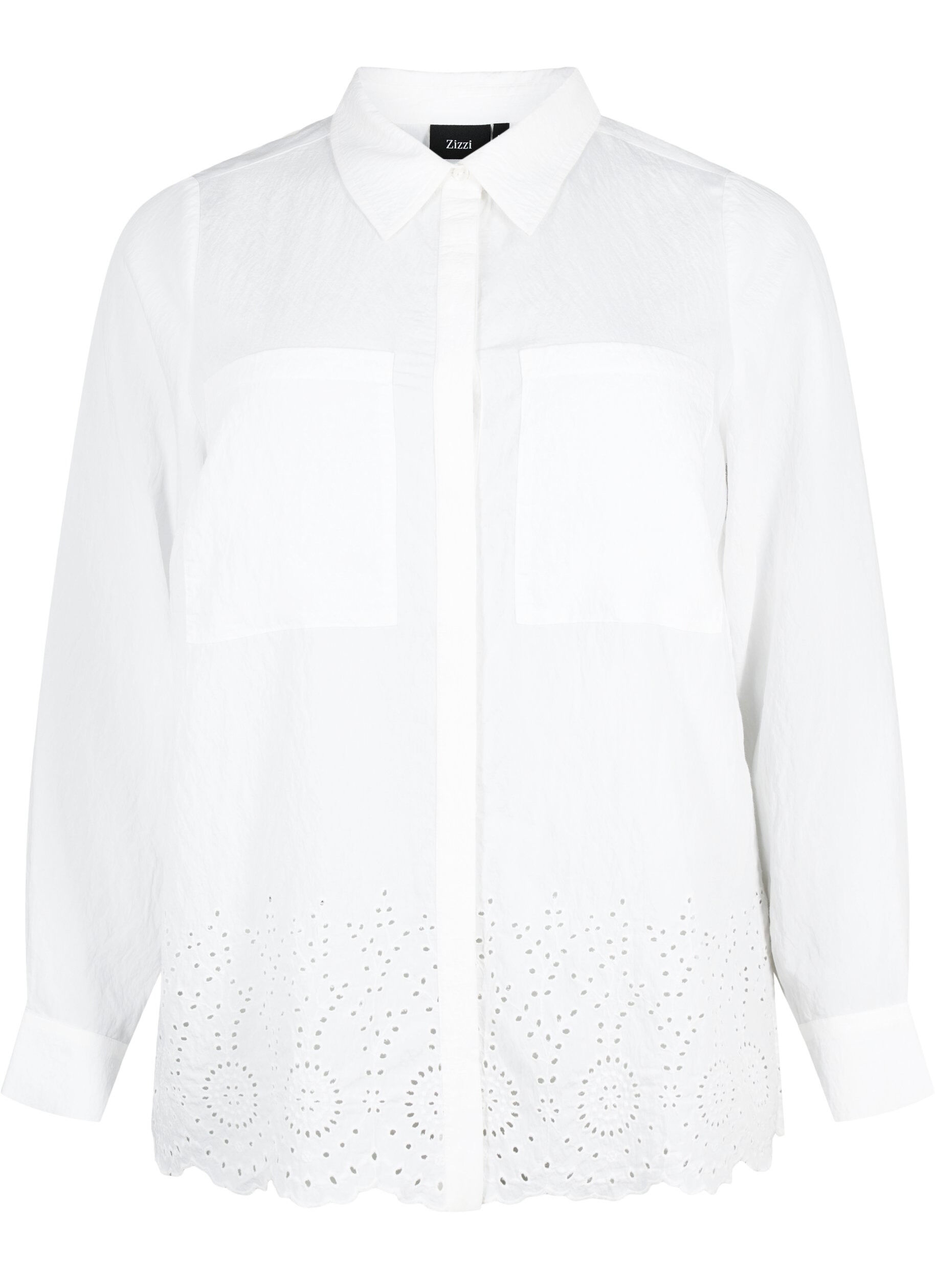 Zizzi Chemise en viscose avec broderie anglaise, Bright White, Packshot image number 0