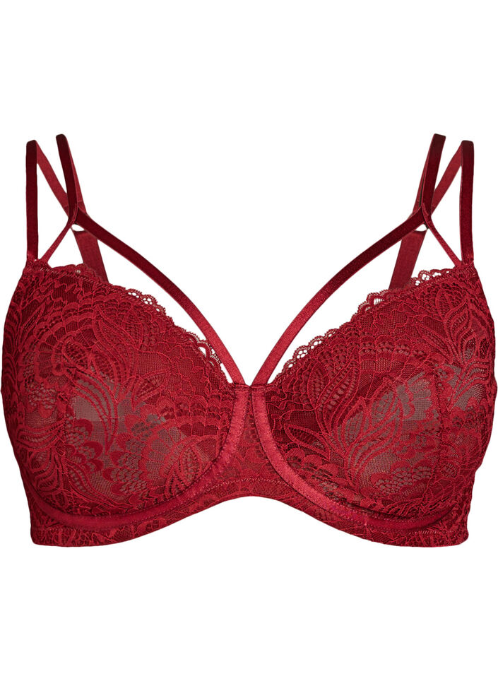Soutien-gorge embo&icirc;tant avec dentelle et doubles bretelles, Noir, Packshot image number 0