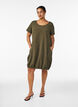 Robe en coton &agrave; manches courtes, Vert fonc&eacute;, Model image number 1