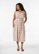 Robe midi sans manches &agrave; rayures en lin et viscose, Beige, Model image number 0