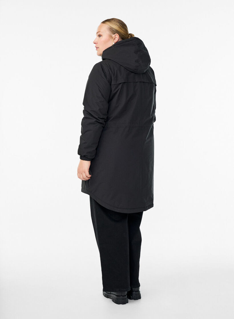 Parka matelass&eacute;e l&eacute;g&egrave;re &agrave; capuche, Noir, Model image number 2