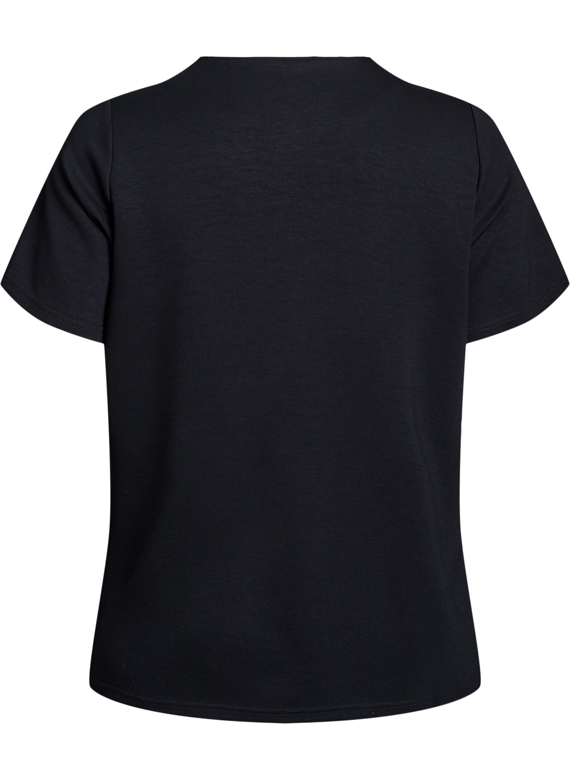 Zizzi Chemisier &agrave; manches courtes avec un d&eacute;tail boutonn&eacute;, Noir, Packshot image number 1