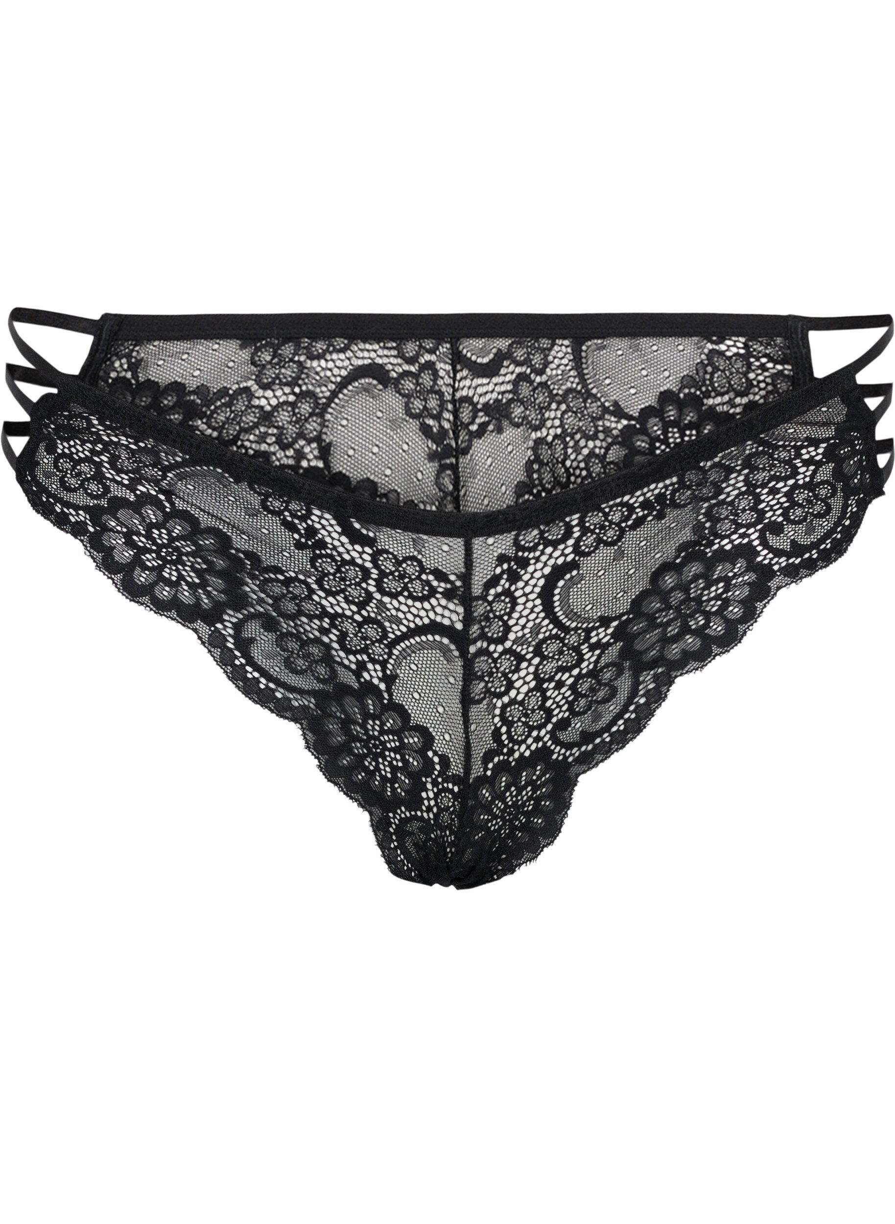 Zizzi Culotte br&eacute;silienne en dentelle, Black, Packshot image number 0
