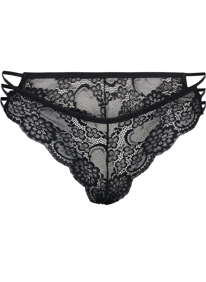Culotte brésilienne en dentelle, Black, Packshot image number 0