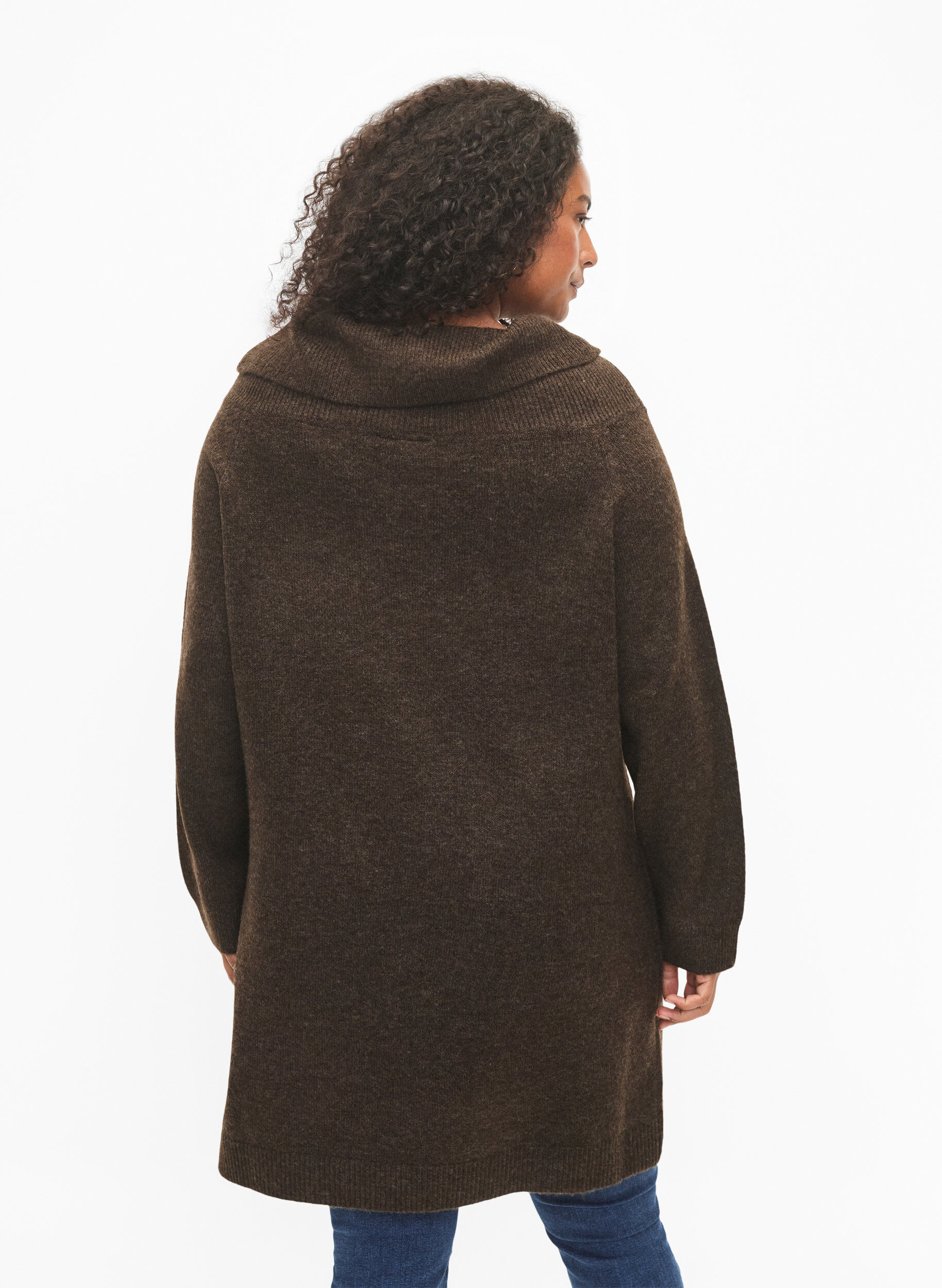 Zizzi Robe tricot en m&eacute;lange, Demitasse Mel., Model image number 1