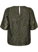 Blouse jacquard avec d&eacute;tails scintillants et manches bouffantes, Vert fonc&eacute;, Packshot image number 1