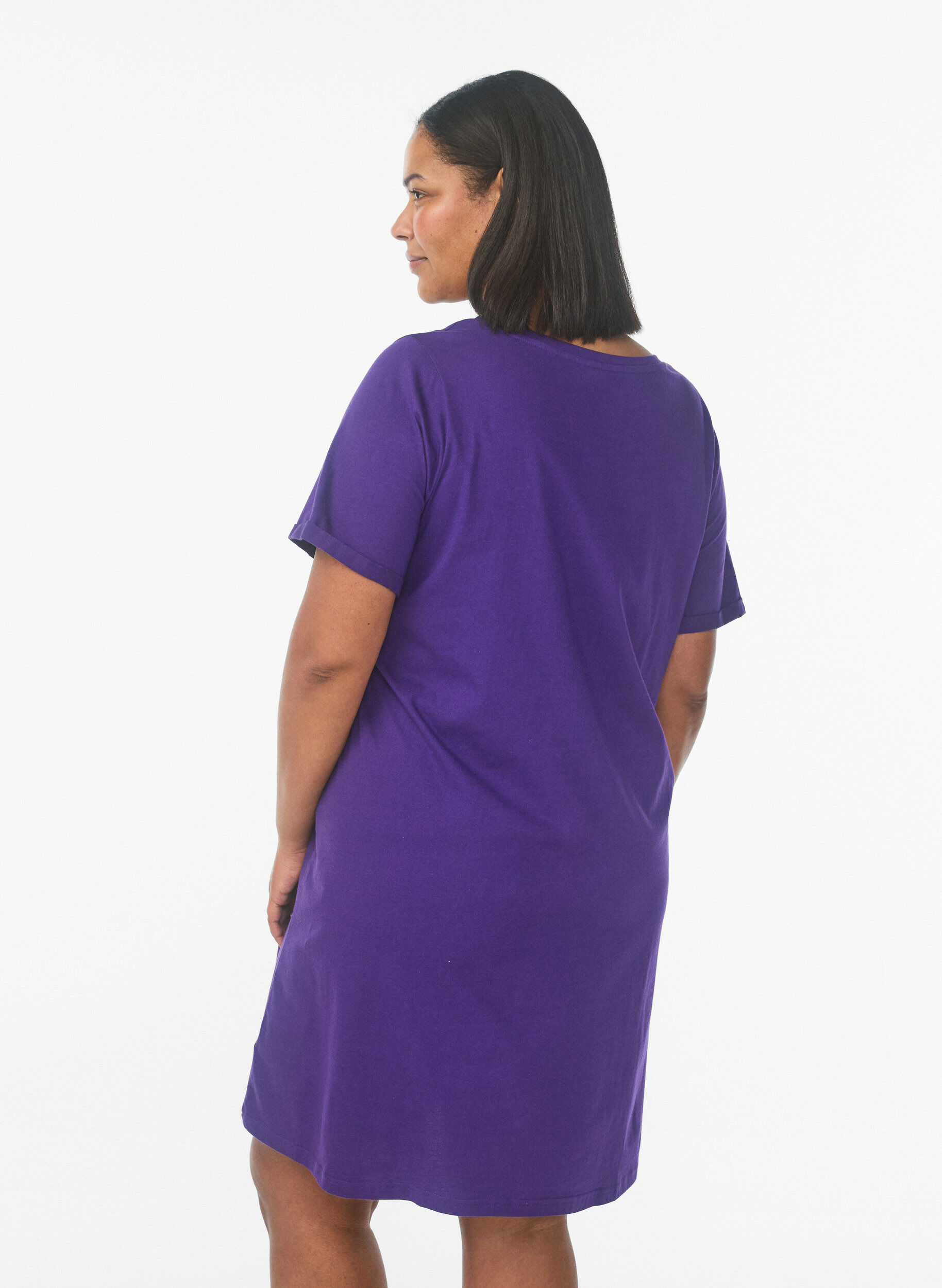 Zizzi Chemise de nuit &agrave; manches courtes en coton biologique, Bleu, Model image number 2