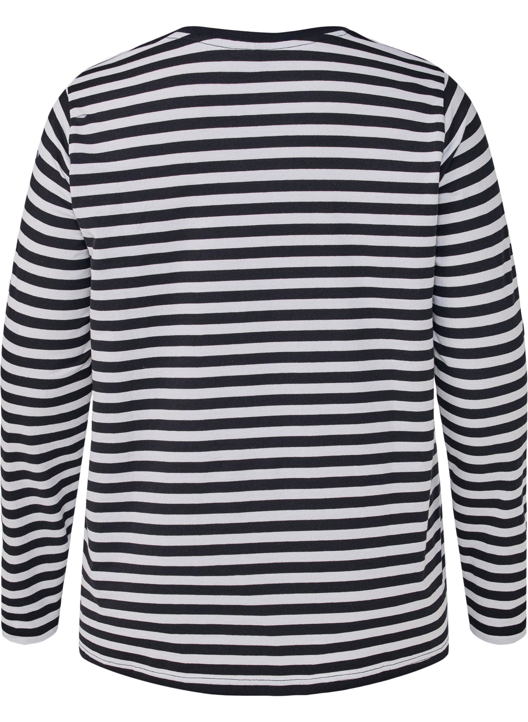 Zizzi Chemisier &agrave; rayures et motif, White w.Black Stripe, Packshot image number 1