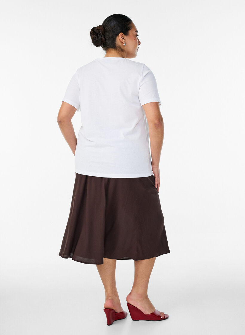Jupe en viscose avec une ceinture &eacute;lastique, Marron, Model image number 1