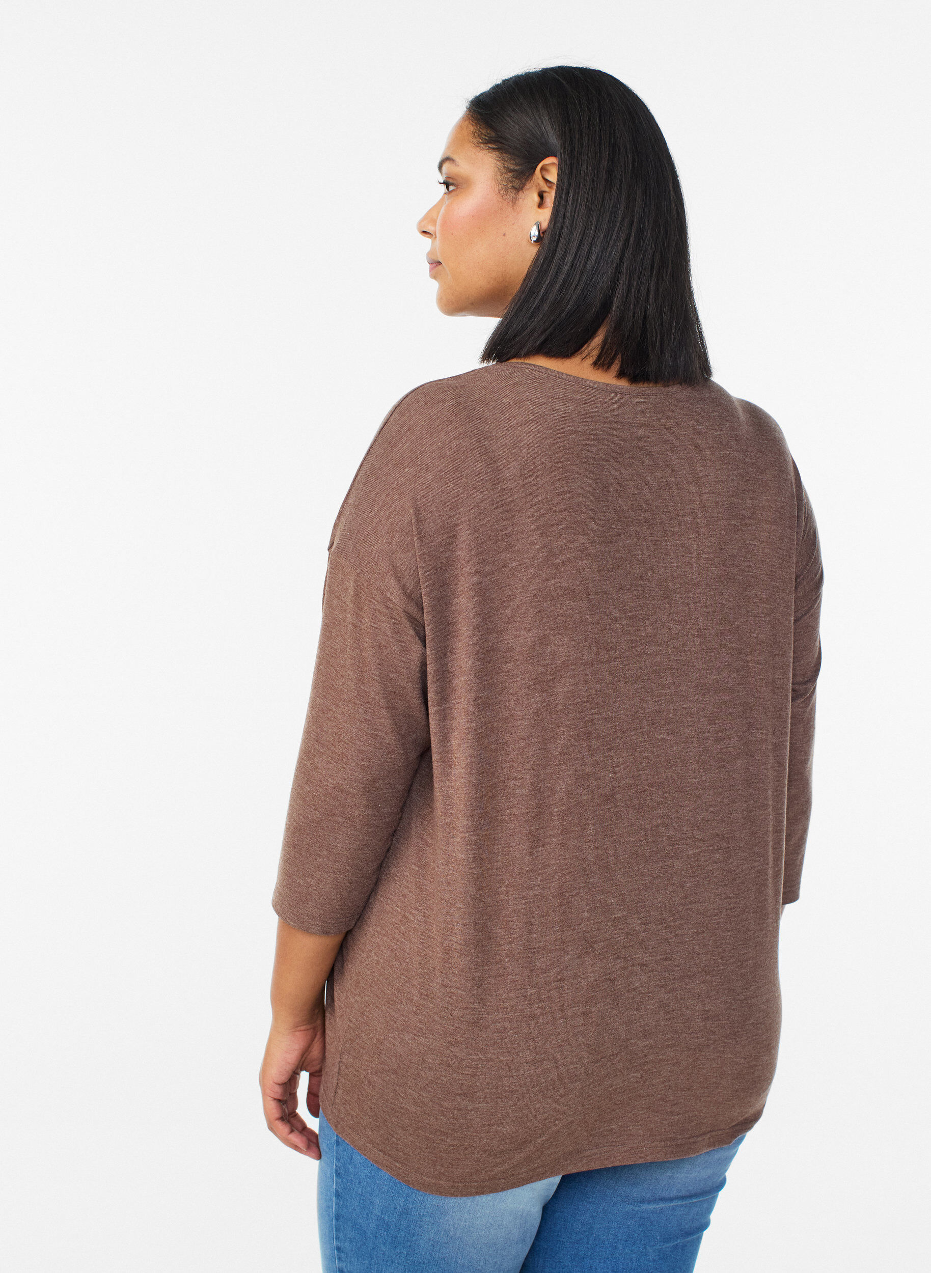 ZizziBlouse en jersey avec manches 3/4, Marron, Model image number 2
