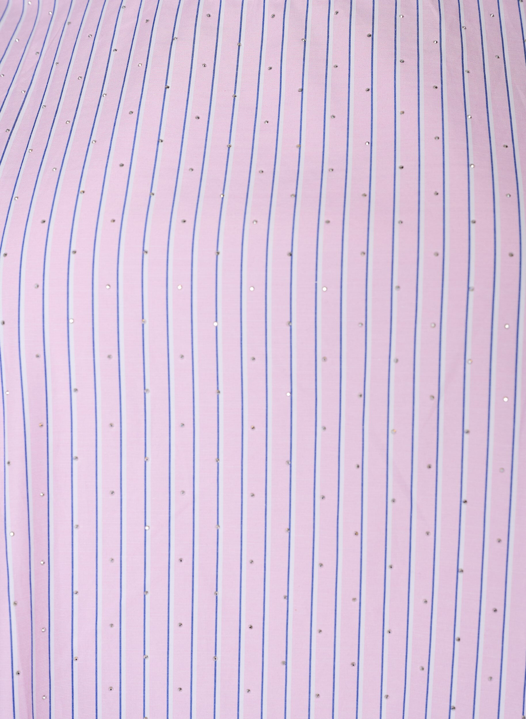 Zizzi Robe mi-longue &agrave; rayures avec des pierres et des manches bouffantes, Rose, Packshot image number 2