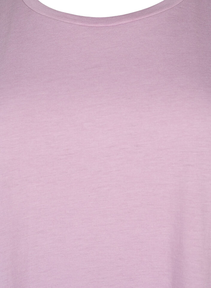 T-shirt &agrave; manches courtes en coton m&eacute;lang&eacute;, Mauve, Packshot image number 2