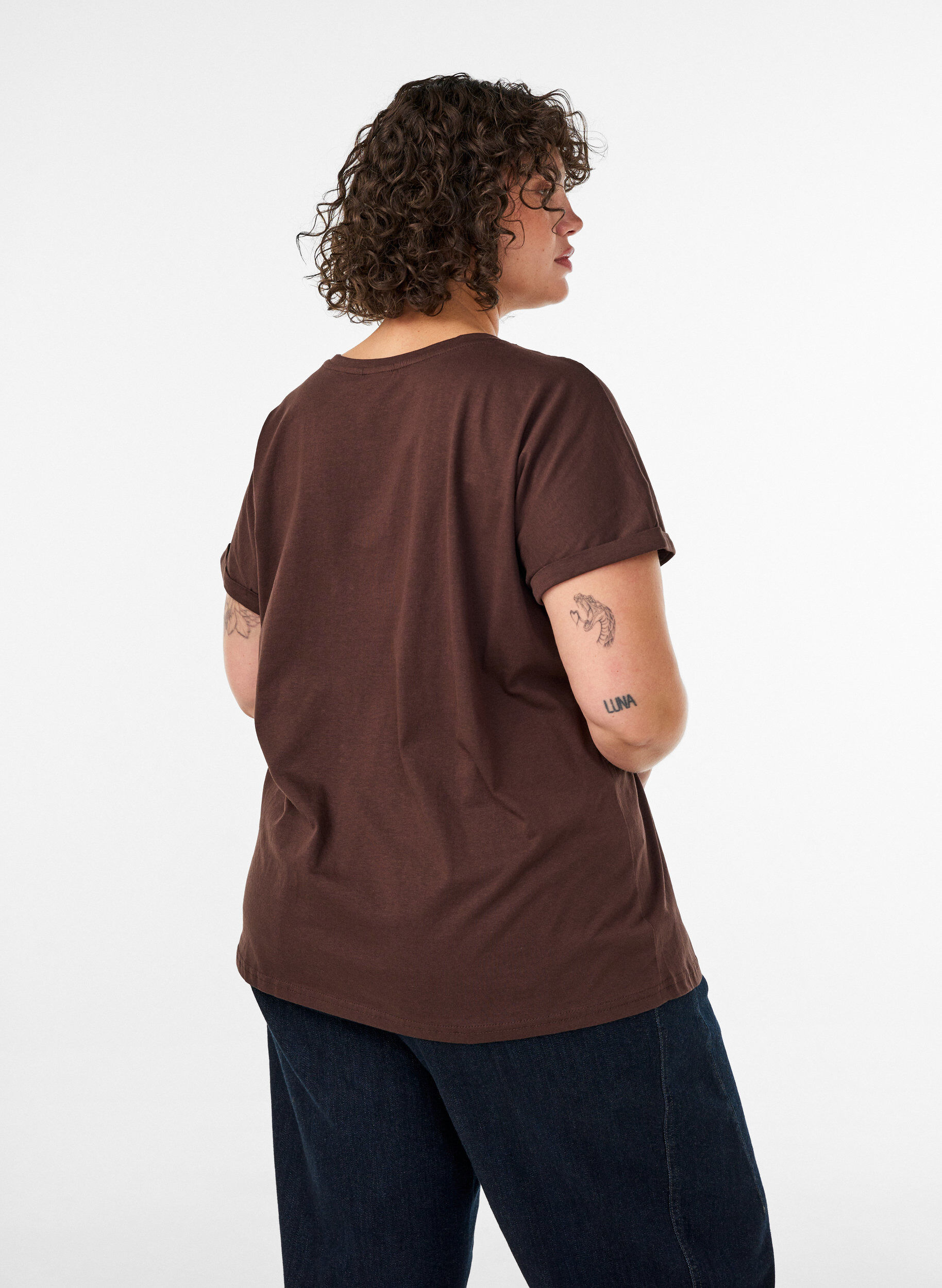 ZizziT-shirt en coton &agrave; imprim&eacute; floral, Marron, Model image number 2